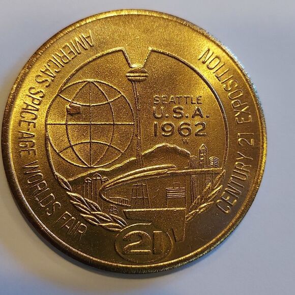 1962 World's Fair Century 21 Exposition One Dollar Coin - Picture 7 of 10
